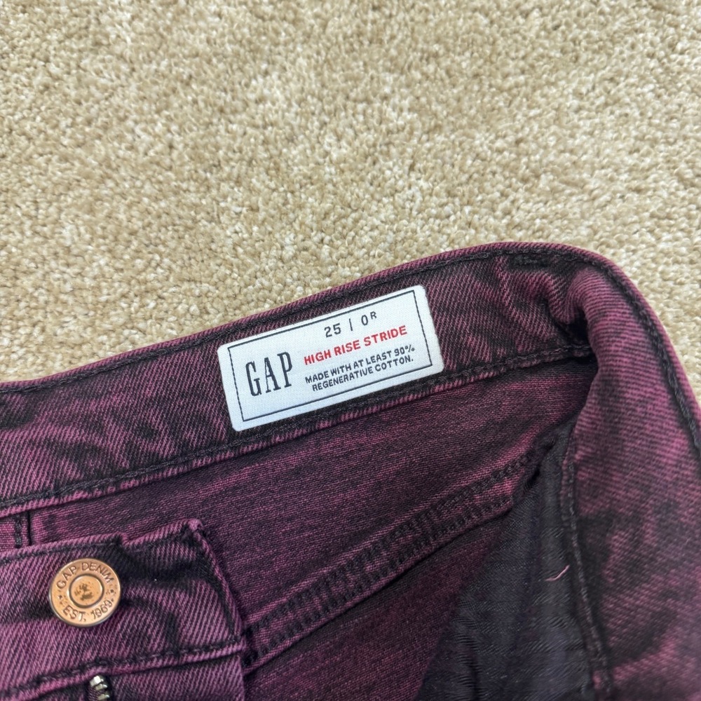 Gap High Rise Stride Jeans Purple Acid Wash Wide Leg Denim 25/0 R NEW - Picture 5 of 9